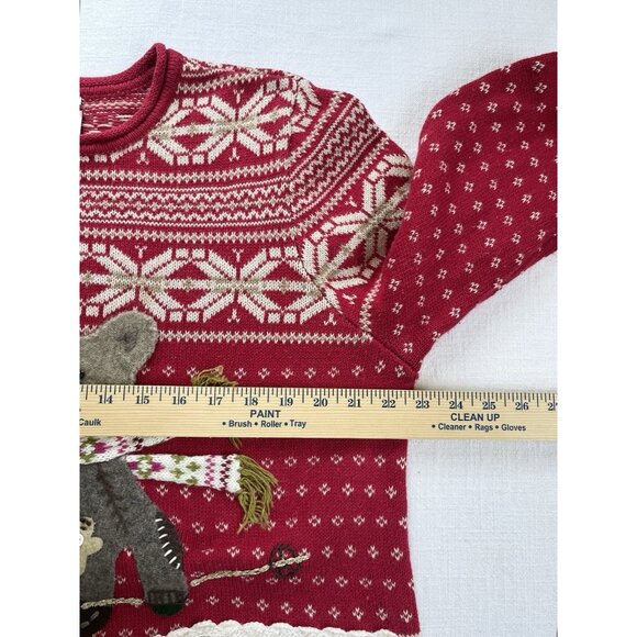 Christopher‎ Banks Women’s XL Hand Embroidered Holiday Christmas Sweater Bear - Picture 11 of 12
